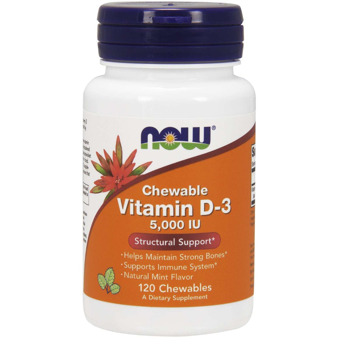 NOW Foods Vitamin D - 3 5000 IU Chewable 120 chewables Witamina D3 - Sklep Witaminki.pl