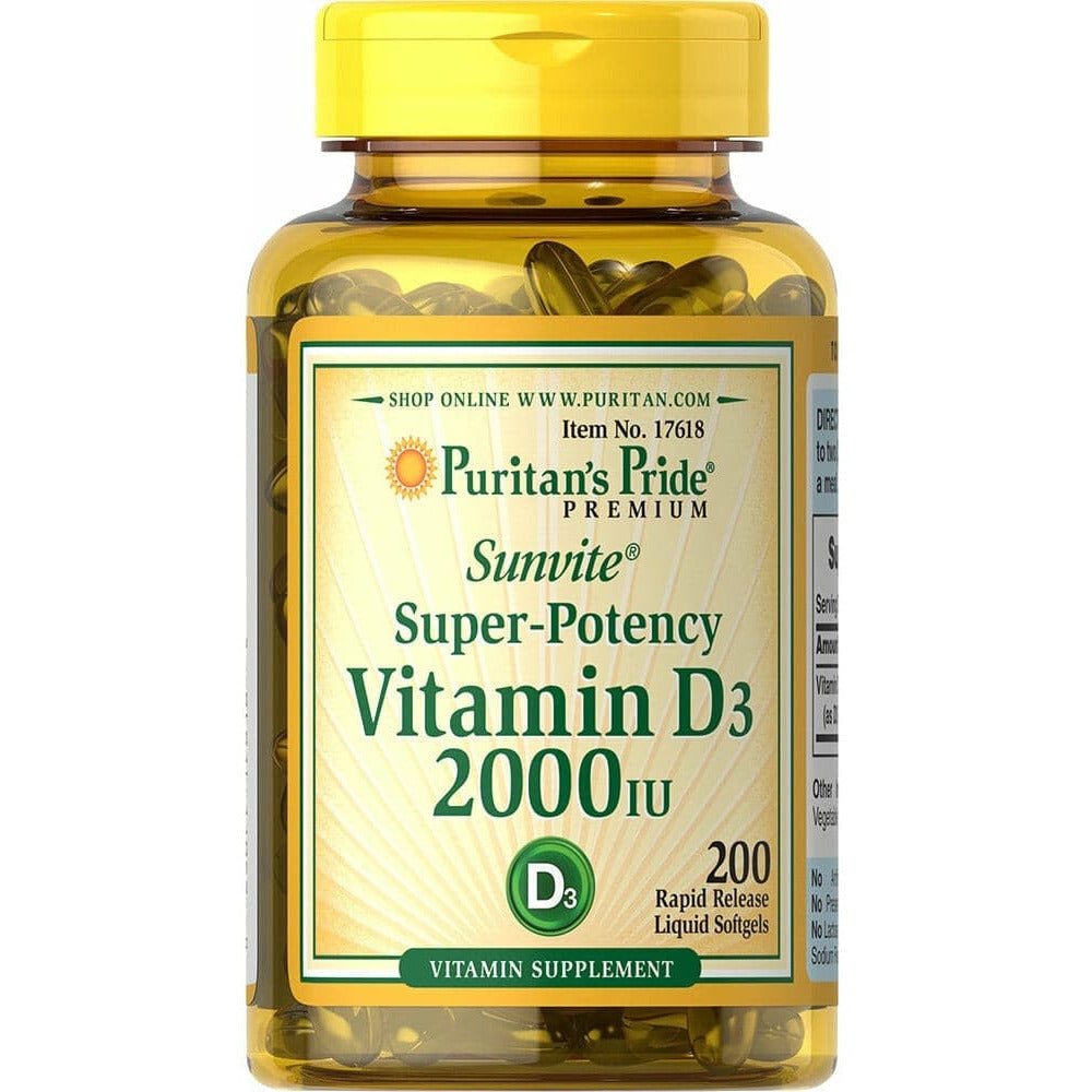 Puritan's Pride Vitamin D3 2000 IU 200 softgels Witamina D3 - Sklep Witaminki.pl