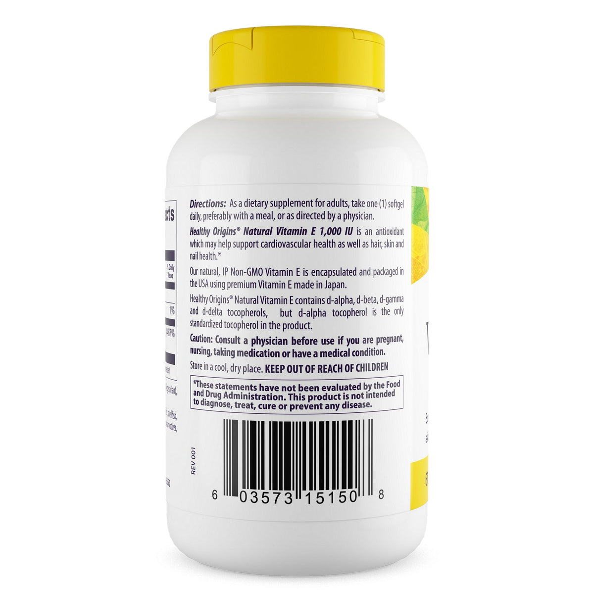 Healthy Origins Vitamin E 1000 IU 120 softgels Witamina E - Sklep Witaminki.pl