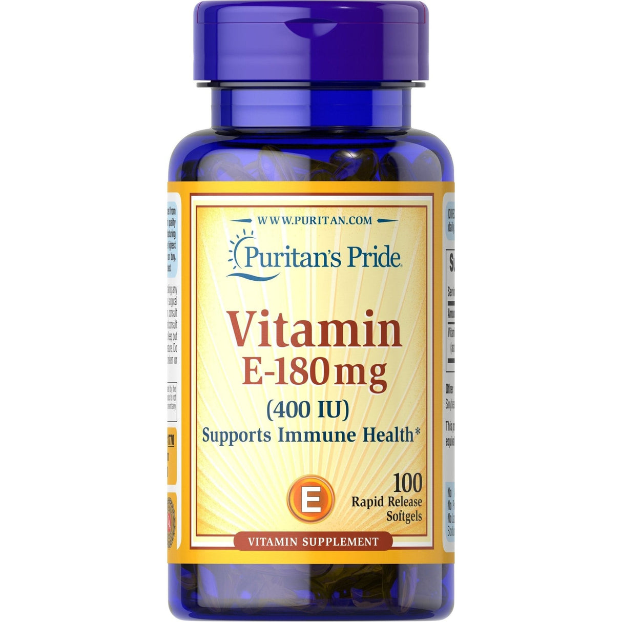 Puritan's Pride Vitamin E 180 mg 400 IU 100 softgels Witamina E - Sklep Witaminki.pl