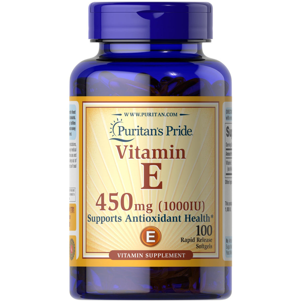 Puritan's Pride Vitamin E 450 mg 1000 IU 100 softgels Witamina E - Sklep Witaminki.pl