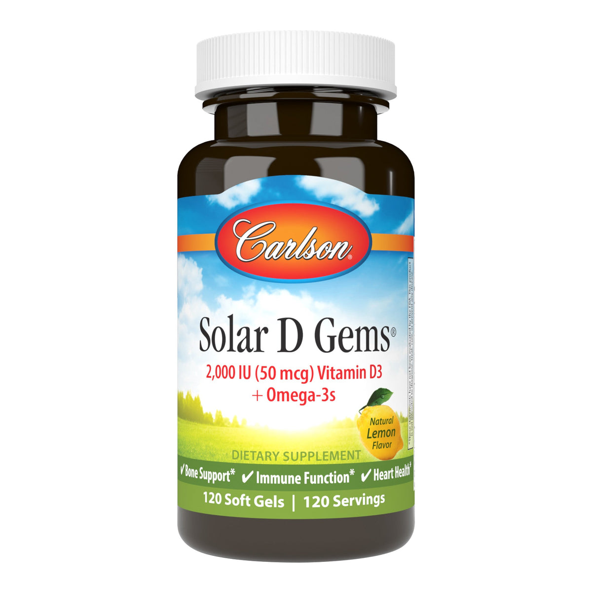 Carlson Labs Solar D Gems 2000 IU Lemon 120 softgels - Sklep Witaminki.pl