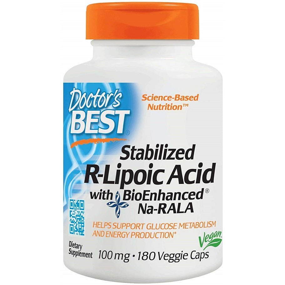 Witaminy i suplementy diety Doctor's BEST Stabilized R-Lipoic Acid with BioEnhanced Na-RALA 100 mg 180 vcaps - Sklep Witaminki.pl