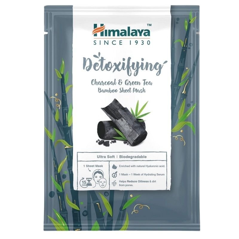 Himalaya Maska do twarzy detoksykująca bambusowa z węglem aktywnym i zieloną herbatą w płachcie 30 ml Maseczka do twarzy - Sklep Witaminki.pl