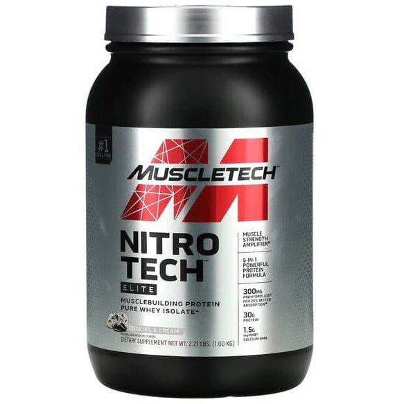 MuscleTech Nitro - Tech Elite Cookies & Cream 1000 g Odżywka Białkowa - Sklep Witaminki.pl