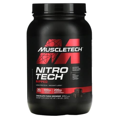 MuscleTech Nitro - Tech Ripped 907 g Chocolate Fudge Brownie Odżywka Białkowa - Sklep Witaminki.pl