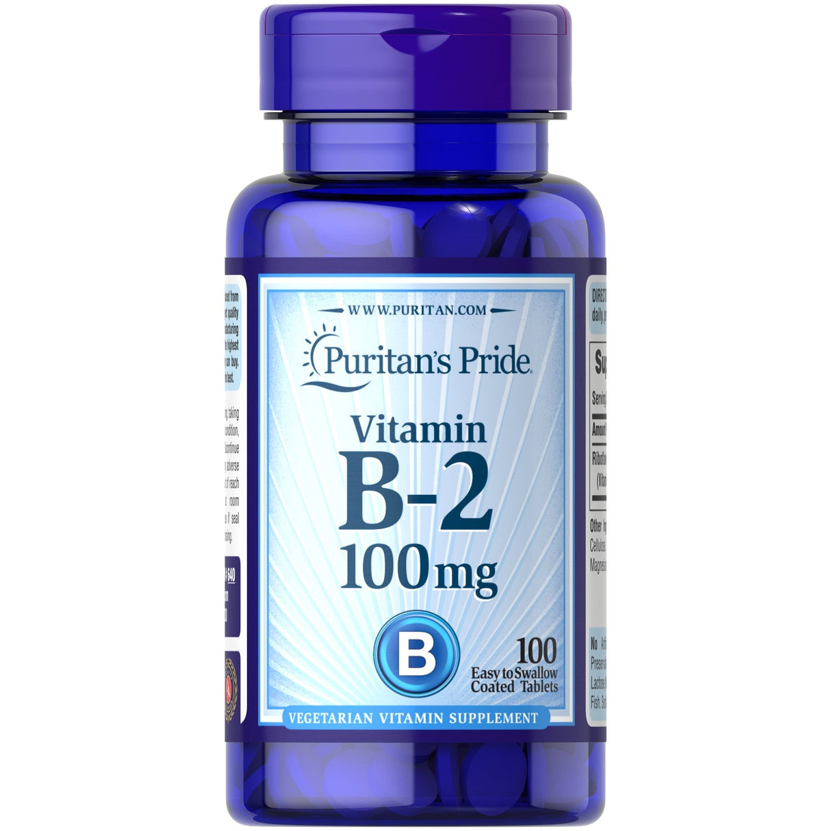 Puritan's Pride Vitamin B - 2 100 mg 100 tabs Witamina B2 - Ryboflawina - Sklep Witaminki.pl