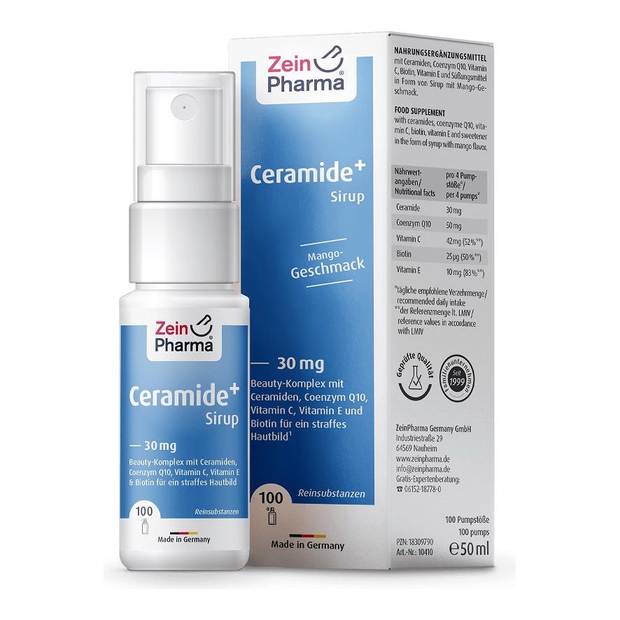 Zein Pharma Ceramide+ Sirup Spray Mango 50 ml Kompleks na włosy, skórę i paznokcie - Sklep Witaminki.pl