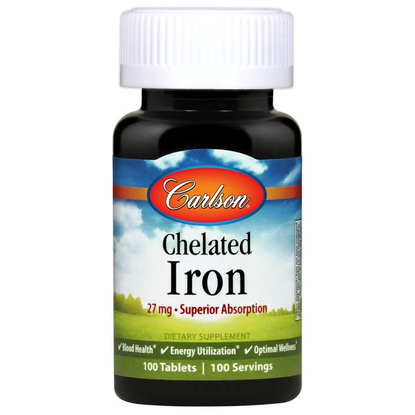Żelazo Carlson Labs Chelated Iron 27mg 100 tabs - Sklep Witaminki.pl