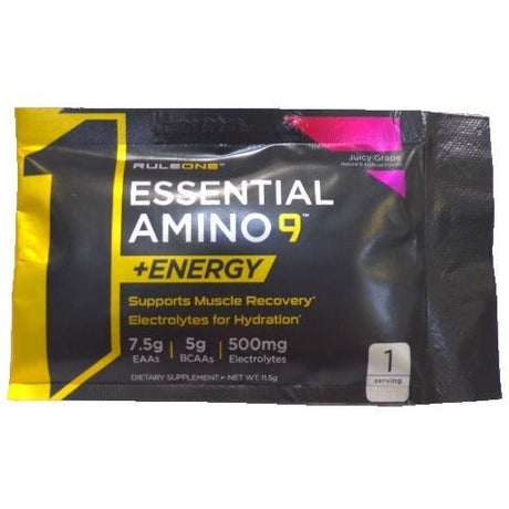 Aminokwasy EAA Rule One Essential Amino 9 + Energy (Próbka) Juicy Grape 11.5 g - Sklep Witaminki.pl