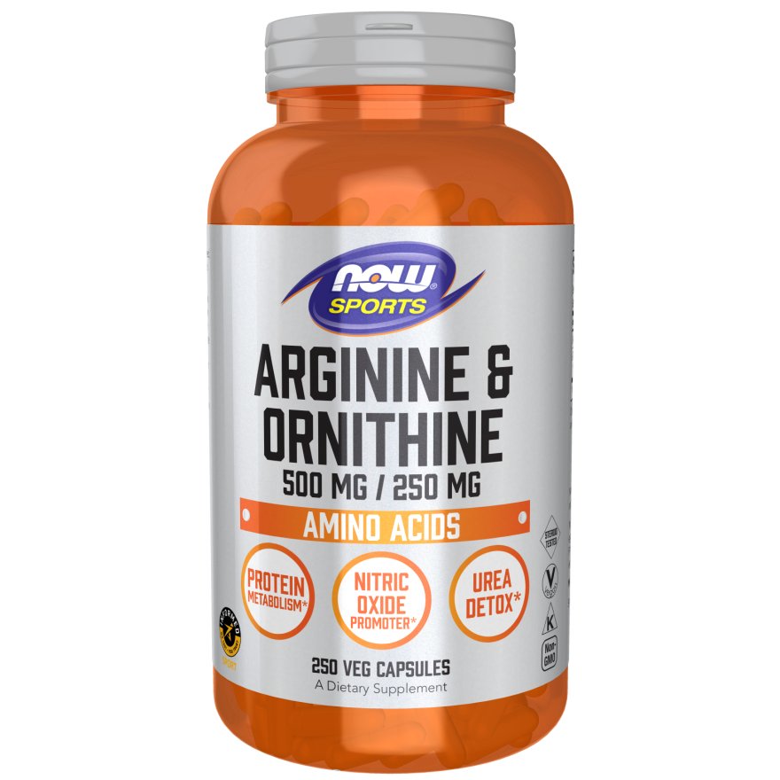Arginina + Ornityna NOW Foods Arginine & Ornithine 500/250 250 vcaps - Sklep Witaminki.pl