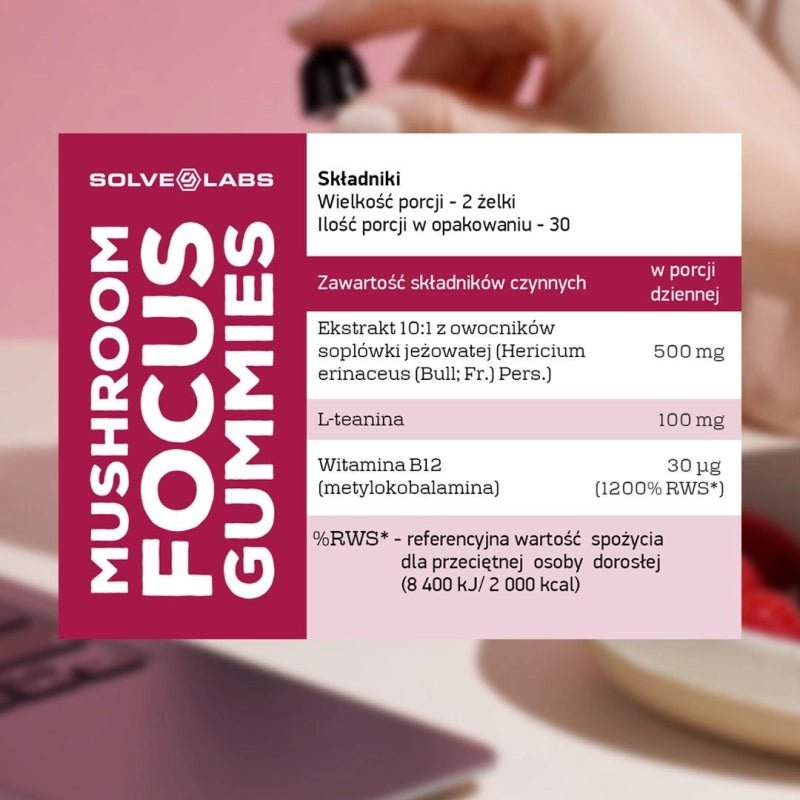 Kompleks Grzybów Solve Labs Mushroom Focus Gummies 60 gummies - Sklep Witaminki.pl
