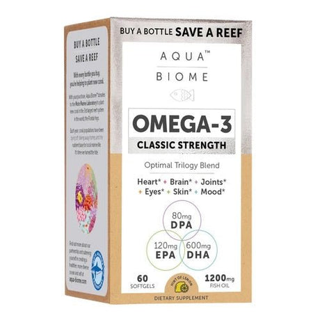 Kwasy Omega-3 Aqua Biome Omega-3 Classic Strength 1200 mg Lemon 60 softgels - Sklep Witaminki.pl