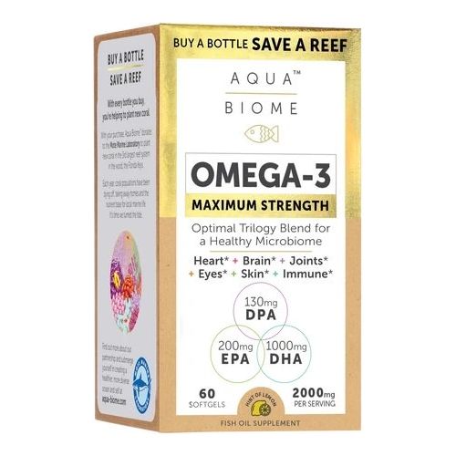 Kwasy Omega-3 Aqua Biome Omega-3 Maximum Strength 2000 mg Lemon 60 softgels - Sklep Witaminki.pl