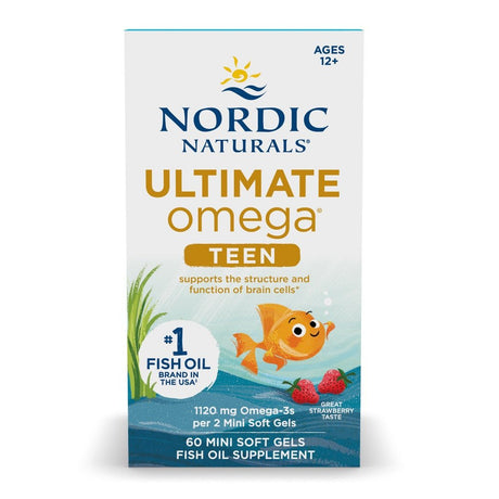 Kwasy Omega - 3 dla Dzieci Nordic Naturals Ultimate Omega 2X TEEN 60 softgels Truskawka - Sklep Witaminki.pl