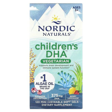 Kwasy Omega-3 dla Wegan Nordic Naturals Children's DHA Vegetarian 375 mg Berry Lemonade 120 chewables - Sklep Witaminki.pl