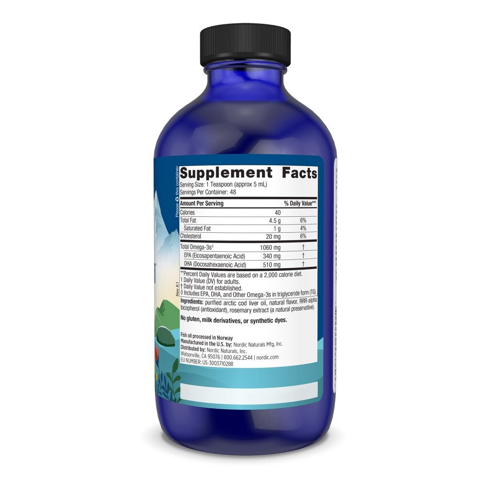 Nordic Naturals Arctic Cod Liver Oil Liquid 237 ml Cytryna Olej z Wątroby Dorsza - Sklep Witaminki.pl