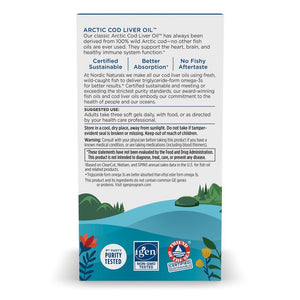 Nordic Naturals Arctic Cod Liver Oil Softgels 180 softgels Cytryna Olej z Wątroby Dorsza - Sklep Witaminki.pl