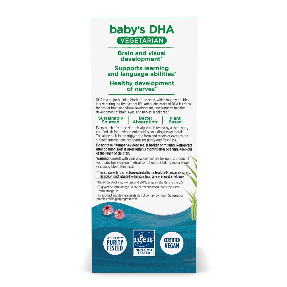 Nordic Naturals Baby's DHA Vegetarian 30 ml Kwasy Omega - 3 dla Niemowląt - Sklep Witaminki.pl