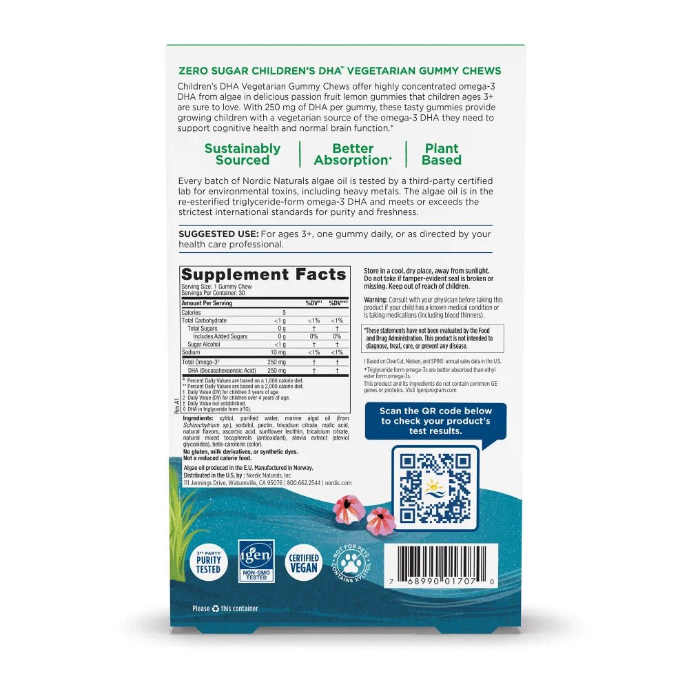 Nordic Naturals Children's DHA Vegetarian Gummy Chews Fruit Lemon 30 gummies - Sklep Witaminki.pl