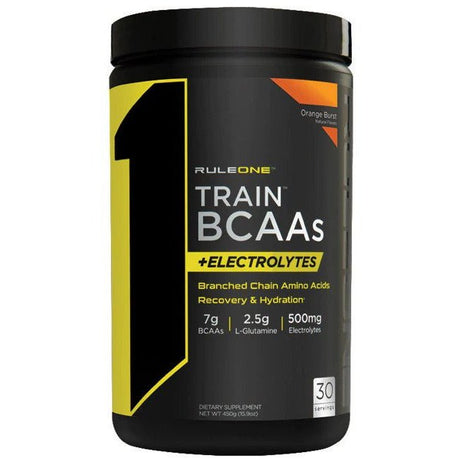 Aminokwasy BCAA Rule One Train BCAAs + Electrolytes Orange Burst 450 g - Sklep Witaminki.pl