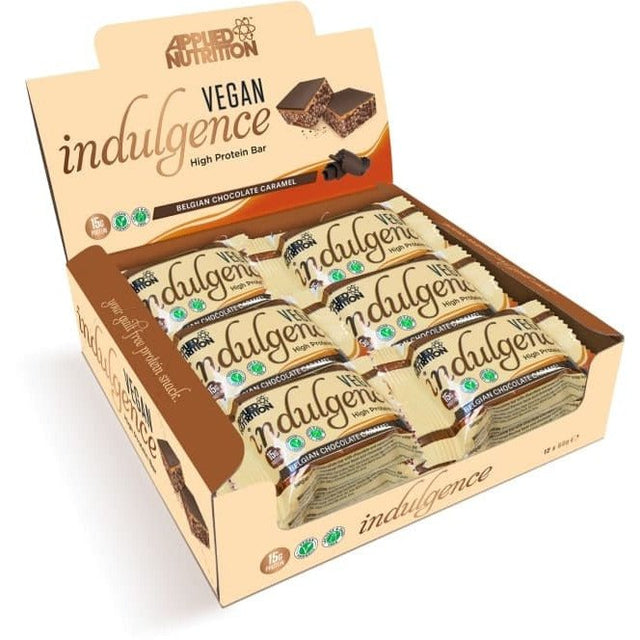 Baton proteinowy Applied Nutrition Vegan Indulgence Bar Belgian Chocolate Caramel 12 x 50 g - Sklep Witaminki.pl