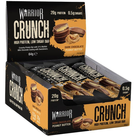 Baton proteinowy Warrior Crunch Bar Dark Chocolate Peanut Butter 12 bars - Sklep Witaminki.pl
