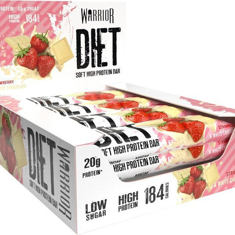 Baton proteinowy Warrior Diet Protein Bar Strawberry & White Chocolate 12 x 55 g - Sklep Witaminki.pl