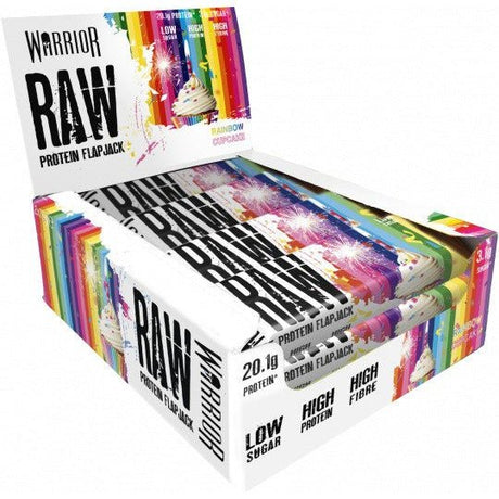 Baton proteinowy Warrior Raw Protein Flapjack Rainbow Cake 12 bars - Sklep Witaminki.pl