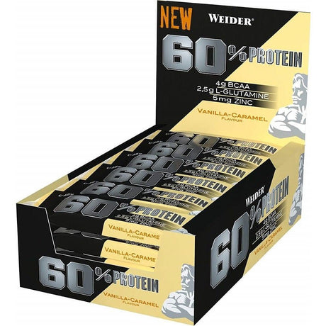Baton proteinowy Weider 60% Protein Bar Vanilla & Carmel 24 bars - Sklep Witaminki.pl