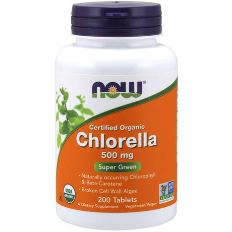 Chlorella NOW Foods Chlorella 500 mg Organic 200 tabs - Sklep Witaminki.pl