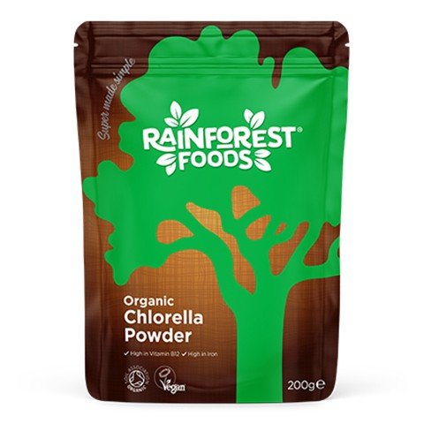 Chlorella Rainforest Foods Organic Chlorella Powder 200 g - Sklep Witaminki.pl