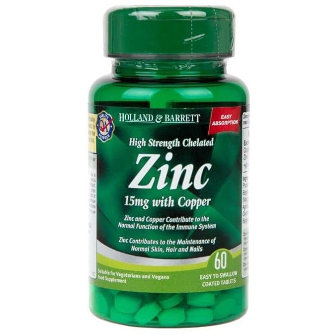 Cynk Holland & Barrett Chelated Zinc & Copper 15mg 60 tabs - Sklep Witaminki.pl