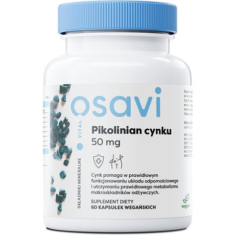 Cynk Osavi Pikolinian Cynku 50mg 60 vegan caps - Sklep Witaminki.pl