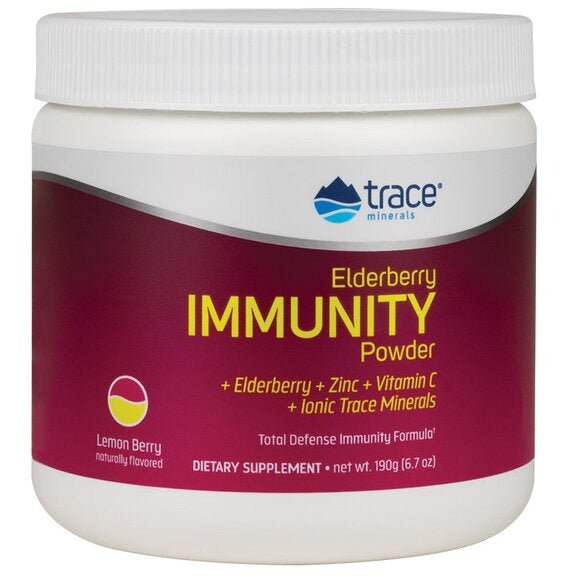 Czarny Bez Trace Minerals Elderberry Immunity Powder Lemon Berry 190 g - Sklep Witaminki.pl