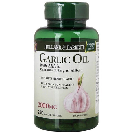 Czosnek Holland & Barrett Garlic Oil With Allicin 2000mg 250 caps - Sklep Witaminki.pl