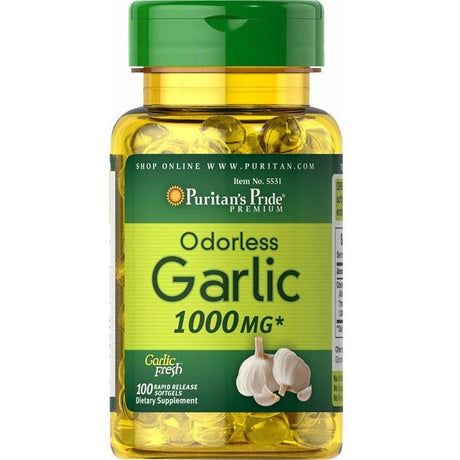 Czosnek Puritan's Pride Odorless Garlic 1000 mg 100 softgels - Sklep Witaminki.pl
