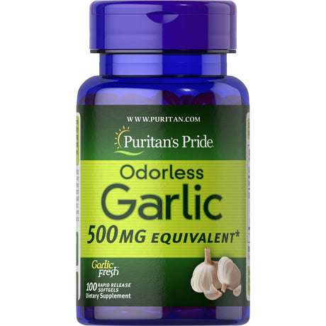 Czosnek Puritan's Pride Odorless Garlic 500 mg 100 softgels - Sklep Witaminki.pl