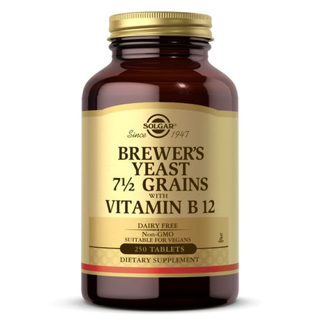 Drożdże Piwowarskie Solgar Brewer's Yeast 7 1/2 Grains Tablets with Vitamin B12 250 tabs - Sklep Witaminki.pl
