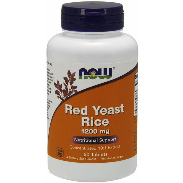 Fermentowany Czerwony Ryż NOW Foods Red Yeast Rice Concentrated 10:1 Extract 1200 mg 60 tablets - Sklep Witaminki.pl