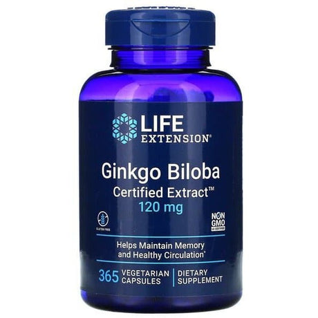 Ginkgo Biloba Life Extension Ginkgo Biloba Certified Extract 120 mg 365 vcaps - Sklep Witaminki.pl