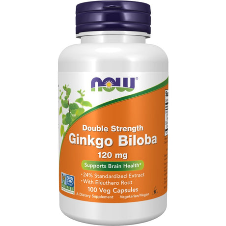Ginkgo Biloba NOW Foods Ginkgo Biloba Double Strength 120 mg 100 vcaps - Sklep Witaminki.pl
