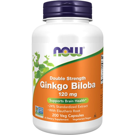 Ginkgo Biloba NOW Foods Ginkgo Biloba Double Strength 120 mg 200 vcaps - Sklep Witaminki.pl