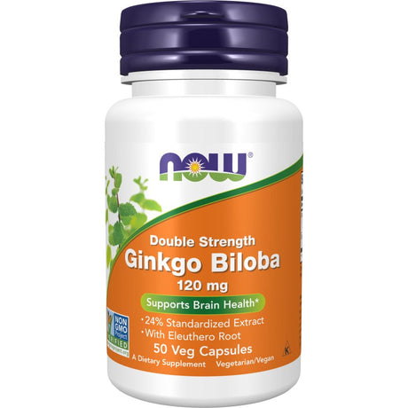 Ginkgo Biloba NOW Foods Ginkgo Biloba Double Strength 120 mg 50 vcaps - Sklep Witaminki.pl