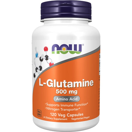 Glutamina NOW Foods L-Glutamine 500 mg 120 caps - Sklep Witaminki.pl