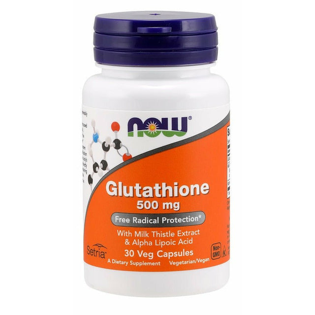 Glutation NOW Foods Glutathione with Milk Thistle Extract & Alpha Lipoic Acid 500 mg 30 vcaps - Sklep Witaminki.pl
