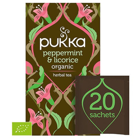 Herbata Pukka Peppermint & Licorice Organic Tea 20 sachets - Sklep Witaminki.pl