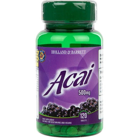 Jagody Acai Holland & Barrett Acai Berry 500mg 120 tablets - Sklep Witaminki.pl