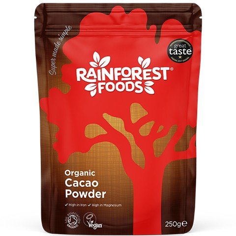 Kakao Rainforest Foods Organic Cacao Powder 250 g - Sklep Witaminki.pl