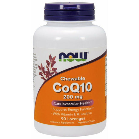 Koenzym Q10 NOW Foods CoQ10 with Lecithin & Vitamin E 200 mg Chewable 90 lozenges - Sklep Witaminki.pl